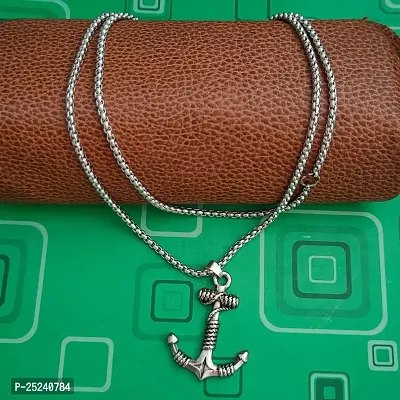 M Men Style Navy Sailor Rope Anchor Hook Box Chain Silver Stainless Steel Pendant Necklace For Men And Women SPn2022788-thumb3