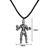 M Men Style Bodybuilder Dumbbell Men Fitness Strong Bodybuilding Silver Zinc Metal And Cotton Dori Pendant Necklace For Men And Women SPn2022823-thumb1