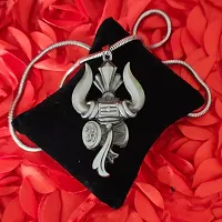 Shiv Jagdamba Lord Shiv Bholenath Trishul Damaru Snake Chain Grey Zinc Metal Pendant Necklace For Men women-thumb2