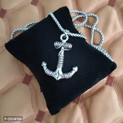 M Men Style Navy Sailor Rope Anchor Hook Box Chain Silver Stainless Steel Pendant Necklace For Men And Women SPn2022788-thumb4