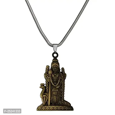 Shiv Jagdamba South Indian Lord Murugan Kartikeya ka Kumara Big Tamil Om VEL Gada Snake Chain Bronze Zinc Metal Pendant Necklace For Men women-thumb0