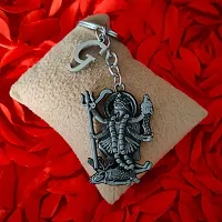 M Men Style Hindu Deity Powerful Mata Goddess Maha Kali Kalika Devi Initial Letter Alphabet - G Grey Zinc And Metal Keychain For Men And Women-thumb2