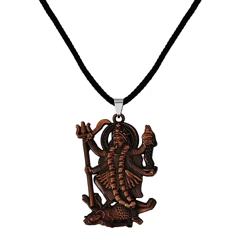 Men Style Hindu Deity Powerful Mata Goddess Maha Kali Kalika Devi Unique Dori Zinc And Metal Pendant Necklace For Men And Women SPn20221086