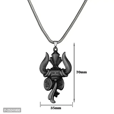 Shiv Jagdamba Lord Shiv Bholenath Trishul Damaru Snake Chain Grey Zinc Metal Pendant Necklace For Men women-thumb2