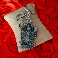 M Men Style Hindu Deity Powerful Mata Goddess Maha Kali Kalika Devi Initial Letter Alphabet - E Grey Zinc And Metal Keychain For Men And Women-thumb2