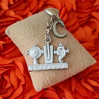 M Men Style Religious Lord Tirupati Balaji Shanku Chakra Namam Initial Letter Alphabet - C Silver Zinc And Metal Keychain For Men And Women SKey2022420-thumb3