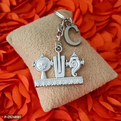 M Men Style Religious Lord Tirupati Balaji Shanku Chakra Namam Initial Letter Alphabet - C Silver Zinc And Metal Keychain For Men And Women SKey2022420-thumb4