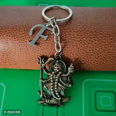 M Men Style Hindu Deity Powerful Mata Goddess Maha Kali Kalika Devi Initial Letter Alphabet - E Bronze Zinc And Metal Keychain For Men And Women-thumb4