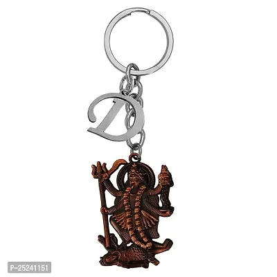 M Men Style Hindu Deity Powerful Mata Goddess Maha Kali Kalika Devi Initial Letter Alphabet - D Copper Zinc And Metal Keychain For Men And Women