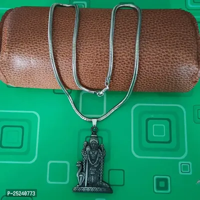 M Men Style South Indian Lord Murugan Kartikeya kanda Kumara Big Tamil Om VEL Gada Snake Chain Grey Zinc And Metal Pendant Necklace For Men And women-thumb5