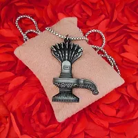 M Men Style Lord Shiva Shivling Mahadev Bholenath Sheshnag Locket With Chain Grey Zinc Metal Religious Pendant Necklace Chain For Men And Women-thumb3