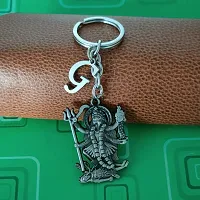 M Men Style Hindu Deity Powerful Mata Goddess Maha Kali Kalika Devi Initial Letter Alphabet - G Grey Zinc And Metal Keychain For Men And Women-thumb3