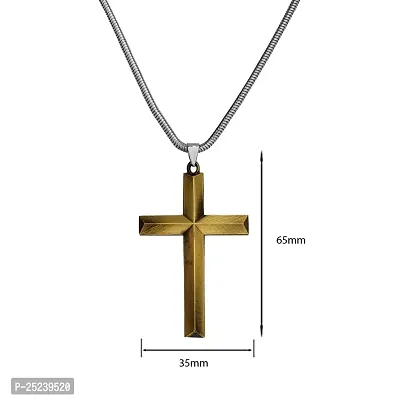 M Men Style Religious Christian JesusCross Crucifix Gift Locket with Snake Chain Bronze Metal Necklace Chain for Unisex-thumb2