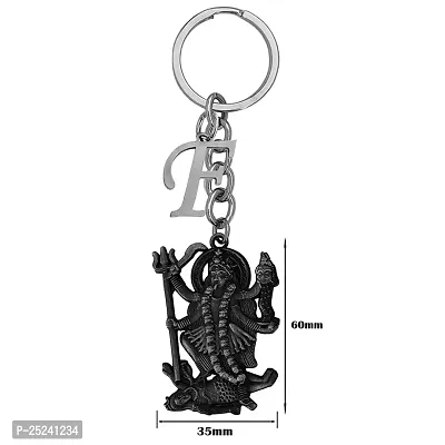 M Men Style Hindu Deity Powerful Mata Goddess Maha Kali Kalika Devi Initial Letter Alphabet - E Grey Zinc And Metal Keychain For Men And Women-thumb2