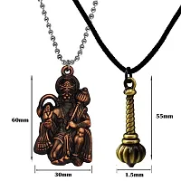 M Men Style Hindu Lord Hanuman idol Monkey God Of Devotion Ball Chain With Gada Copper And Bronze Zinc Metal Cotton Dori Pendant Necklace For Women-thumb1