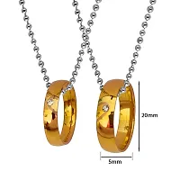 M Men Style Gold Plated Set Of 2 Wedding Band Ring With Crystal White Stone Gifts for Men Gold Stainless Steel Love Pendant For Men And Women-thumb1