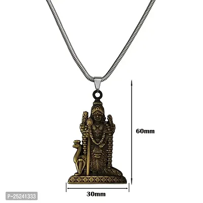 Shiv Jagdamba South Indian Lord Murugan Kartikeya ka Kumara Big Tamil Om VEL Gada Snake Chain Bronze Zinc Metal Pendant Necklace For Men women-thumb2