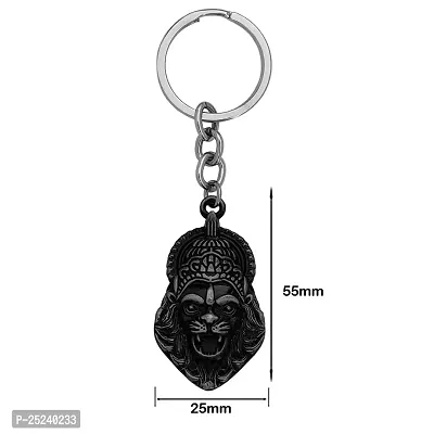 M Men Style God Vishnu avatar Narasimha Lion Head Keyring Car Bike Home Office Birthday Gift To Friends Grey Zinc And Metal Keychain For Men And Women-thumb2