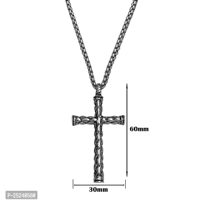 M Men Style Religious Jewelry Rock Famous Style Christian Crusifix Jesus Cross Locket With Link Chain Silver Stainless Steel Pendant Necklace For Men And Women SPn2022789-thumb2