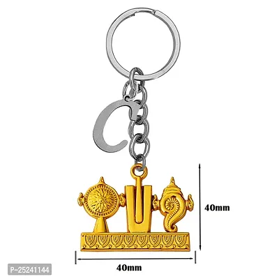 M Men Style Religious Lord Tirupati Balaji Shanku Chakra Namam Initial Letter Alphabet - C Gold Zinc And Metal Keychain For Men And Women SKey2022419-thumb2