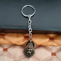 M Men Style God Vishnu avatar Narasimha Lion Head Keyring Car Bike Home Office Birthday Gift To Friends Gold Zinc And Metal Keychain For Men And Women-thumb2