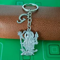 M Men Style Hindu Deity Powerful Mata Goddess Maha Kali Kalika Devi Initial Letter Alphabet - G Silver Zinc And Metal Keychain For Men And Women-thumb3