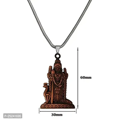 Shiv Jagdamba South Indian Lord Murugan Kartikeya ka Kumara Big Tamil Om VEL Gada Snake Chain Copper Zinc Metal Pendant Necklace For Men women-thumb2