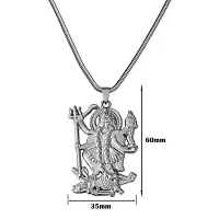 Shiv Jagdamba Hindu Deity Powerful Mata Goddess Maha Kali Kalika Devi Silver Metal Pendant Necklace Chain For Men And Women-thumb1