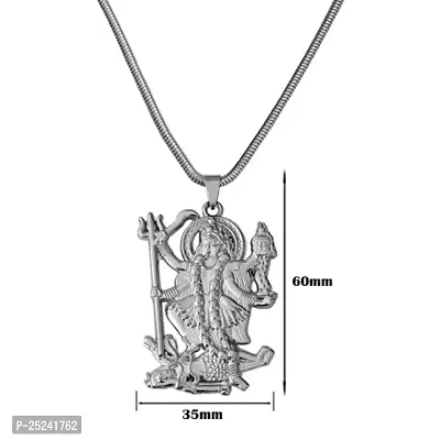 Shiv Jagdamba Hindu Deity Powerful Mata Goddess Maha Kali Kalika Devi Silver Metal Pendant Necklace Chain For Men And Women-thumb2