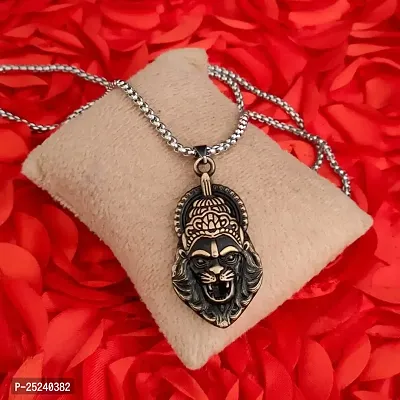 M Men Style God Vishnu avatar Narasimha Lion Head Pendant With Wheat Rope Chain Gold Zinc Metal Necklace For Men And Women-thumb4