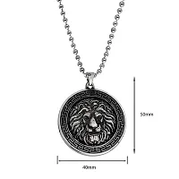 M Men Style Animal King Lion Head Locket Gift for Husband and Friend Silver Stainless Steel Pendant for Unisex-thumb1