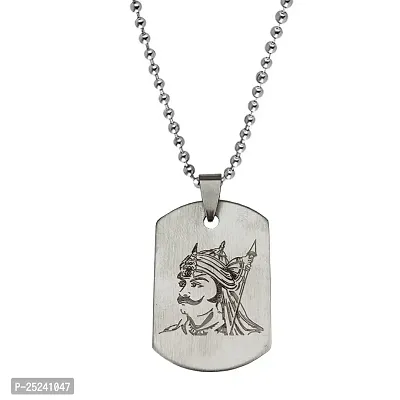 M Men Style Bharat Ka Veer Putra Maharana Pratap Locket with Pendant Silver Stainless Steel Pendant Necklace Chain for Men and Women-thumb0