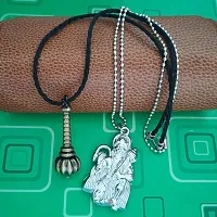 M Men Style Hindu Lord Hanuman idol Monkey God Of Devotion Ball Chain With Gada Silver Bronze Zinc Metal Cotton Dori Pendant Necklace For Men And Women-thumb2
