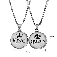 M Men Style Valentine Gift King And Queen Crown Silver Zinc And Metal Pendant Necklace Chain For Men And Women-thumb1