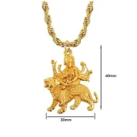 M Men Style Lord Maa Durga Sherawali Mahakali Locket with Brass Rope Chain Gold Brass Religious Symbols Pendant Necklace Chain for Men and Women-thumb1