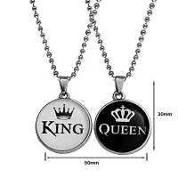 M Men Style Valentine Gift King And Queen Crown Silver And Black Zinc And Metal Pendant Necklace Chain For Men And Women-thumb1