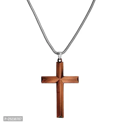 M Men Style Religious Christian JesusCross Crucifix Gift Locket With Snake ChainCopper Metal Pendant Necklace For Unisex-thumb0