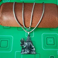M Men Style Lord Shiv Shankar Mahadev Bholenath Trishul Damaru Snake Chain Grey Zinc And Metal Pendant Necklace For Men And Women SPn20221060-thumb2