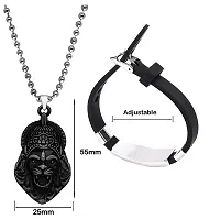 M Men Style Religious Hindu Idol God Vishnu Narsimha Locket With Om Yoga Charm Bracelet Grey Silver Metal Stainless Steel Combo Set For Men SComboa4-thumb3