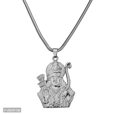 M Men Style God Shree Ram Snake Chain Silver Zinc And Metal Pendant Necklace For Men And women-thumb0