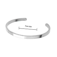 M Men Style Adjustable Mens Plain Handmade Brilliant Finish Punjabi Sikh Cuff Kada Silver Stainless Steel Bracelet For Men And Women SKa2022205-thumb1