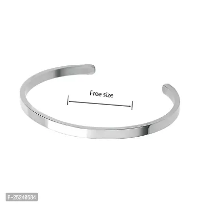 M Men Style Adjustable Mens Plain Handmade Brilliant Finish Punjabi Sikh Cuff Kada Silver Stainless Steel Bracelet For Men And Women SKa2022205-thumb2