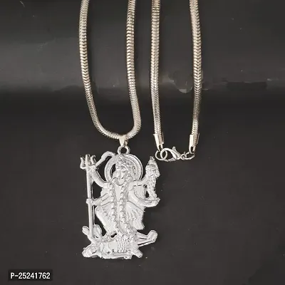 Shiv Jagdamba Hindu Deity Powerful Mata Goddess Maha Kali Kalika Devi Silver Metal Pendant Necklace Chain For Men And Women-thumb5