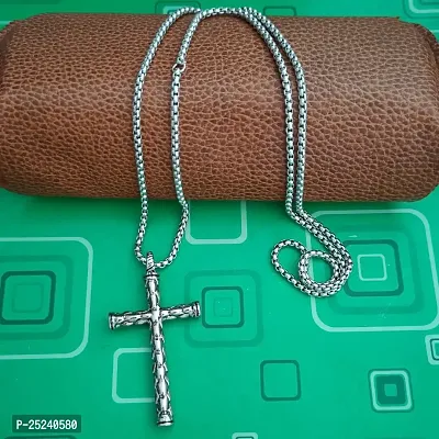 M Men Style Religious Jewelry Rock Famous Style Christian Crusifix Jesus Cross Locket With Link Chain Silver Stainless Steel Pendant Necklace For Men And Women SPn2022789-thumb3