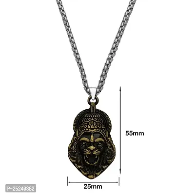 M Men Style God Vishnu avatar Narasimha Lion Head Pendant With Wheat Rope Chain Gold Zinc Metal Necklace For Men And Women-thumb2