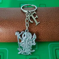 M Men Style Hindu Deity Powerful Mata Goddess Maha Kali Kalika Devi Initial Letter Alphabet - E Silver Zinc And Metal Keychain For Men And Women-thumb3