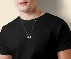 Uniqon (Set Of 2 Pcs) Fancy  Stylish Unisex Metal Trending Name English Alphabet 'M' Letter Pendant Locket Necklace With Ball Chain For Men's And Women's-thumb3