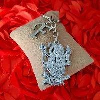 M Men Style Hindu Deity Powerful Mata Goddess Maha Kali Kalika Devi Initial Letter Alphabet - E Silver Zinc And Metal Keychain For Men And Women-thumb2