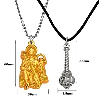 M Men Style Hindu Lord Bajrangbali Hanuman idol Monkey God Of Devotion Ball Chain With Gada Gold And Silver Zinc Metal Cotton Dori Pendant Necklace For Men And Women SPn2022804-thumb1