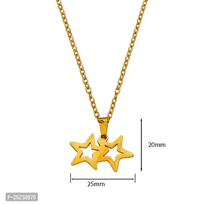 M Men Style Double Star Gold Stainless steel Pendant Neckace Chain For Women And Girls-thumb2